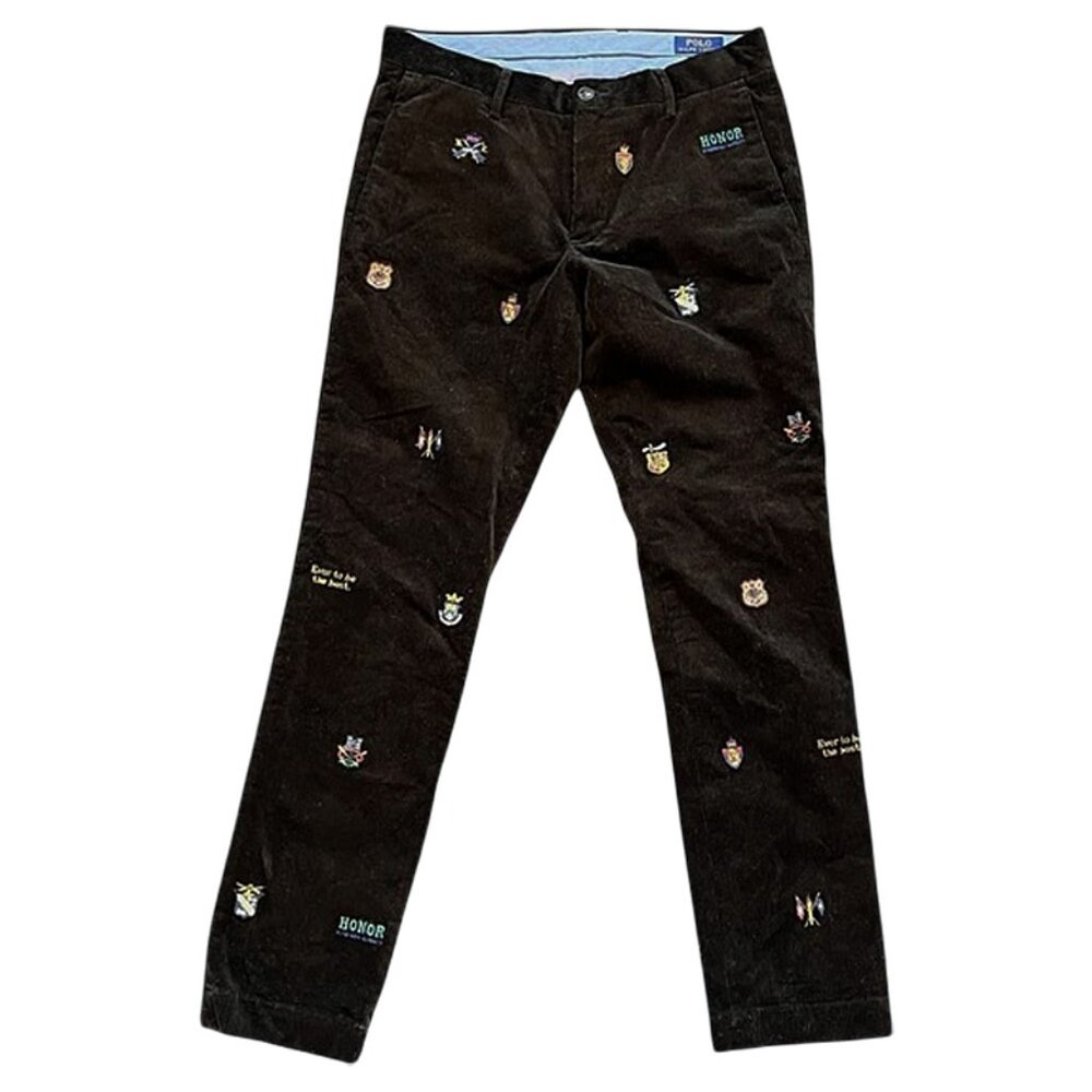 NEW $198 Polo Ralph Lauren Cords Pants!  Brown  Embroidered Crests  Classic Fit